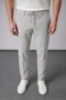 Men's Gray Striped Relaxed Fit Elastic Waist Lace-Up Jogger Fabric Trousers - 4