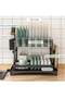 Dish Drying Stand With Drainer 2 Tier Dish Drying Rack 5 in 1 Metal Dish Organizer with Cups - 2