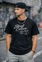 Street Style Chest Printed Short Sleeve Crew Neck Unisex Black T-Shirt
