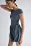 Dual-fabric draped-panel dress - 2