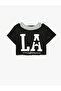 Comfortable Fit Short Sleeve Athlete-Style Off-The-Shoulder Cotton Crop T-Shirt - 3
