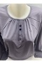 Half-Buttoned Smoked Plum Mother-Of-Pearl Fabric with Elasticated Sleeves - 2