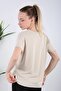 Women's Crew Neck Short Sleeve Draped Basic T-Shirt with Side Slits - 3