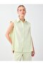Mint Green Padded Sleeveless Cotton Blend Poplin Shirt - 3