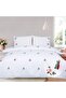 Chlophy Pink Floral Duvet Cover Set Double Bed White Embroidered Flower Girls Luxury Bedding 3Pcs