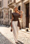 Asymmetrical Collar Belted Blouse with Buckle at the Waist - 5
