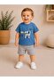 Colorful Fun Teddy Bear and Kitten Printed Baby Cotton Top and Bottom Summer Shorts Set - 6