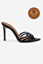 Genuine Leather Women's Open Toe Design Thin Heeled Slippers Black Skin Proton - 2