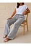 Women's Elastic Waist Cotton Linen Fabric Embossed Mesh Detailed Trousers 42-50 - 2