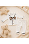 Teddy Bear Embroidered Top and Bottom Baby Pajama Set - 100% Cotton - 2