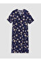 Lcw Grace Navy Blue Off-Shoulder Floral Dress