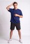 Men's Navy Blue Color Oversize Fit Silky Textured Smooth Model Fabric T-Shirt