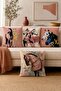 Pastel Drawing Horses Patterned 4-Piece Throw Pillow Cover Set - 2