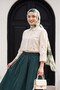Wide Sleeve Embroidered Buttoned Linen Shirt -Cream - 4