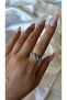 Women's Silver Color Baguette Stone Curved Adjustable Ring - 2