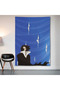 Anime Blue Sky Silhouette Wall Cloth Wall Tapestry First Quality Satin Fabric Poster