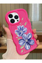 iPhone 13 Pro Compatible Case Camera Protector Red Silicone Couple Phone Case Floral Pattern