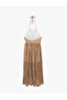 X Şahika Ercümen - Viscose Fabric Halter Neck Striped Long Dress - 2