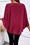 Women's Short Sleeve Round Neck Wide Cut Bat Sleeve Sandy Blouse - 5