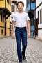 Boy's Lycra Jeans with Mustache Detail Pnt6016