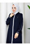 Ribbed Detailed Robe - Navy Blue / F0128 - 3