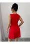 Women's Strappy Round Neck Slit Short Atlas Dress with Bow Detail - 3