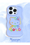iPhone 14 Pro Compatible Case with Camera Protector Blue Silicone Couple Phone Case Kitty Pattern - 2