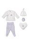 Baby Boy Cotton Ecru Gray 5-Piece Hospital Discharge Set