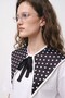 Women's Oversize T-Shirt Polka Dot White Dot Shawl Collar with Accessory White – Comfortable Fit, 100% Cotton - 8
