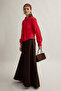 Scarf Belted Waist Shirt Red