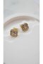 Baget Stone Detailed Single Clover Earrings