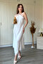 Asymmetrical Ruched Satin Dress with Rope Straps - 3