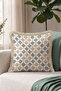 Fringed Pillowcase with Geometric Mosaic Motif - Elegant Ethnic Bohemian Beige Mink Tassel Throw Pillow Cover