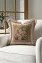 Vintage Floral Distressed Framed Fringed Pillowcase - Avant-Garde Floral Beige Tassel Throw Pillow Cover