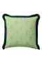 Striped Floral Pattern Spring Fringe Pillowcase - Botanical Bohemian Green Black Tassel Throw Pillow Cover - 5