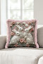 Rabbit Floral Spring Garden Fringed Pillowcase-Romantic Powder Cream Pink Tassel Throw Pillow Cover - 3