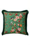 Exotic Bird Floral Fringe Pillowcase - Singing Bird Corner Bohemian Green Black Tassel Throw Pillow Cover - 5