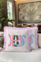 Hugging Arms Written Pop Art Fringed Pillowcase - Pink Tassel Throw Pillow Cover with Abstract Figures - 5