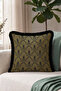 Luxurious Art Deco Geometric Pattern Fringed Pillow Cover - Elegant Gold Black Tassel Throw Pillow Cover