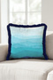 Blue Gradient Landscape Fringed Pillowcase - Watercolor Mountain Turquoise Navy Blue Tassel Throw Pillow Cover - 7