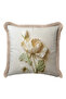 Floral Fringe Pillowcase with Flower Pattern-Romantic Botanical Cream Green Mink Tassel Throw Pillow Cover - 4