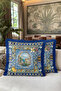 Blue Tile Mediterranean Fringed Pillowcase - Ceramic Italian Cobalt Blue Navy Blue Tasseled Throw Pillow Cover - 4