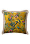 Japanese-Inspired Palace Fringed Pillowcase with Birds and Flowers - Spring Mustard Cream Tassel Throw Pillow Cover - 7