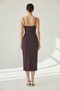 Square Neck Scuba Midi Dress Slim Fit Slit Zipper Wedding Wedding Women's Dress - 4