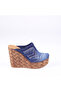Women's Denim Wedge Heel Platform Slippers Leather Insole - 4
