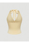 Yellow Halter Neck Crop Blouse, Women's Halter Neck Crop Blouse, Summer Butter Yellow Crop - 6