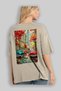 New York 2 Beige Oversize Country City Back Printed Unisex T-Shirt 100% Cotton Premium - 3