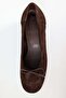 Brown Suede Elastic Heeled Ballerinas 26191 - 6