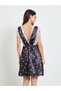 Black Heart Print Satin Slip Dress With Lace Trim - 3