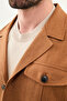 Straight Slim Fit Lapel Collar Pocket 100% Linen Men's Trenchcoat Camel - 21339.26Y - 2
